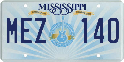 MS license plate MEZ140