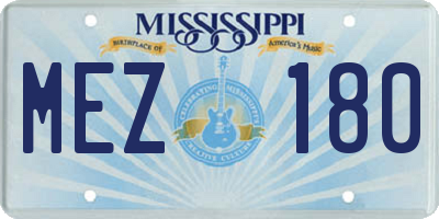 MS license plate MEZ180