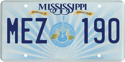 MS license plate MEZ190