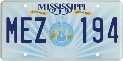 MS license plate MEZ194