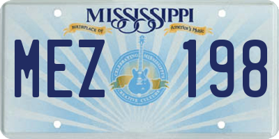 MS license plate MEZ198