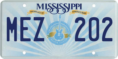 MS license plate MEZ202