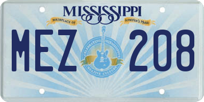MS license plate MEZ208