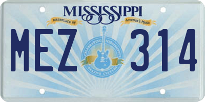 MS license plate MEZ314
