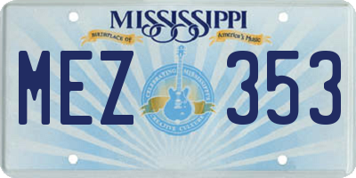 MS license plate MEZ353