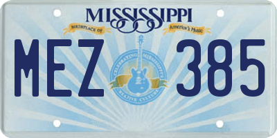 MS license plate MEZ385
