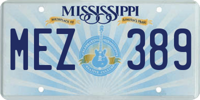 MS license plate MEZ389