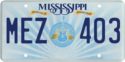 MS license plate MEZ403