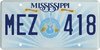 MS license plate MEZ418