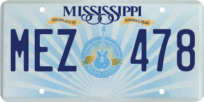MS license plate MEZ478