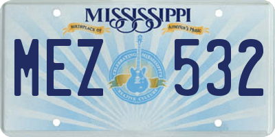 MS license plate MEZ532