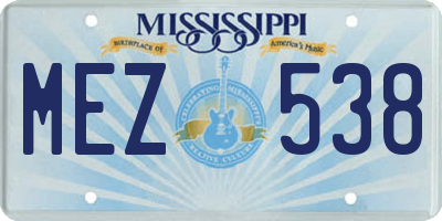 MS license plate MEZ538