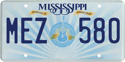 MS license plate MEZ580