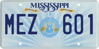 MS license plate MEZ601