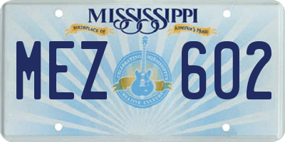 MS license plate MEZ602