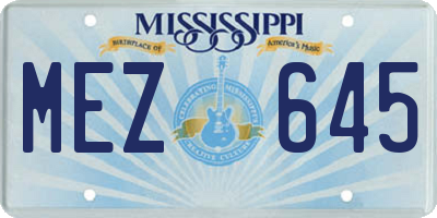 MS license plate MEZ645
