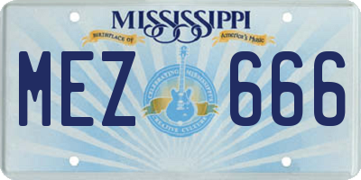 MS license plate MEZ666