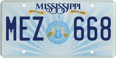 MS license plate MEZ668