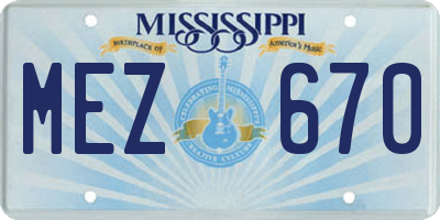 MS license plate MEZ670