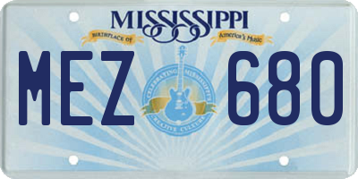 MS license plate MEZ680