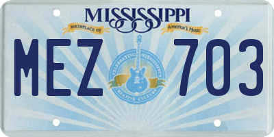 MS license plate MEZ703