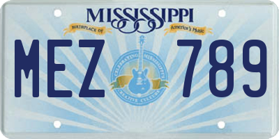 MS license plate MEZ789