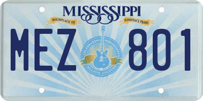 MS license plate MEZ801