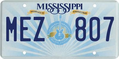 MS license plate MEZ807