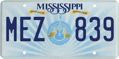 MS license plate MEZ839