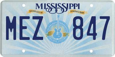MS license plate MEZ847