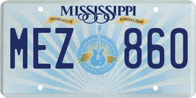 MS license plate MEZ860