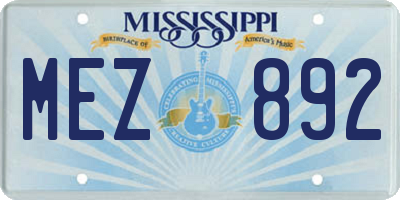 MS license plate MEZ892