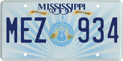 MS license plate MEZ934