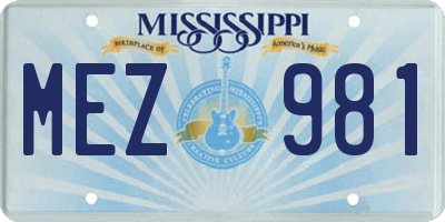 MS license plate MEZ981