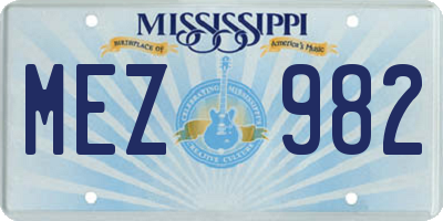 MS license plate MEZ982