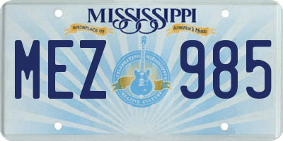 MS license plate MEZ985