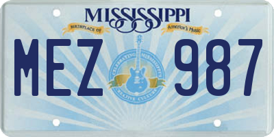 MS license plate MEZ987