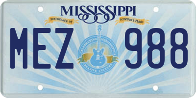 MS license plate MEZ988