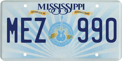 MS license plate MEZ990