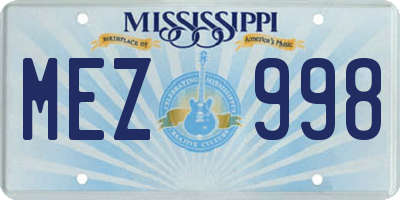 MS license plate MEZ998