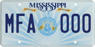MS license plate MFA000