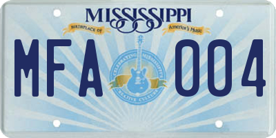 MS license plate MFA004