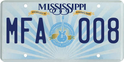 MS license plate MFA008