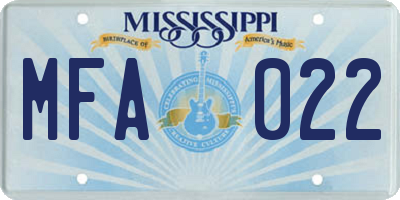 MS license plate MFA022