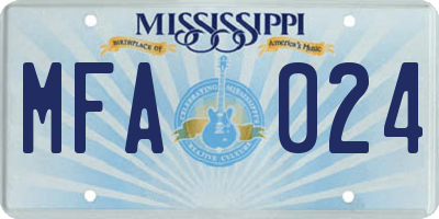 MS license plate MFA024