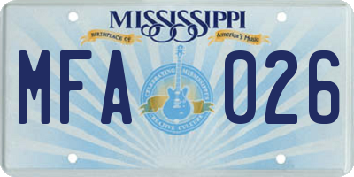 MS license plate MFA026