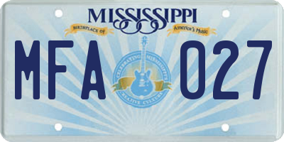 MS license plate MFA027