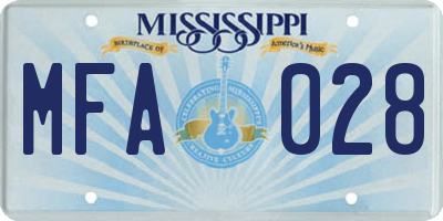 MS license plate MFA028