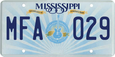MS license plate MFA029