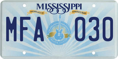 MS license plate MFA030